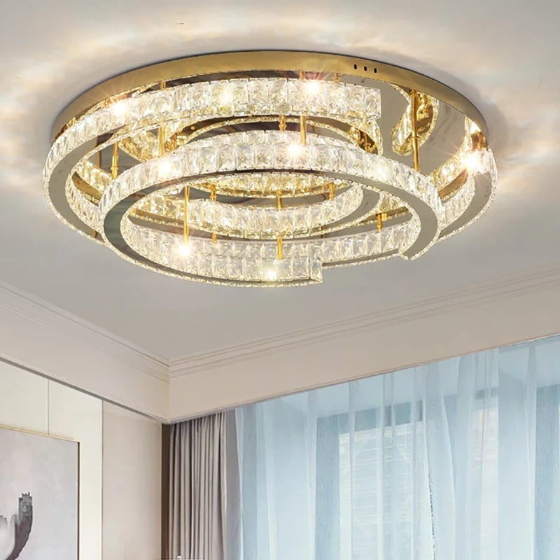 Modern adjustable crystal LED ceiling light - vue 4 sur 10