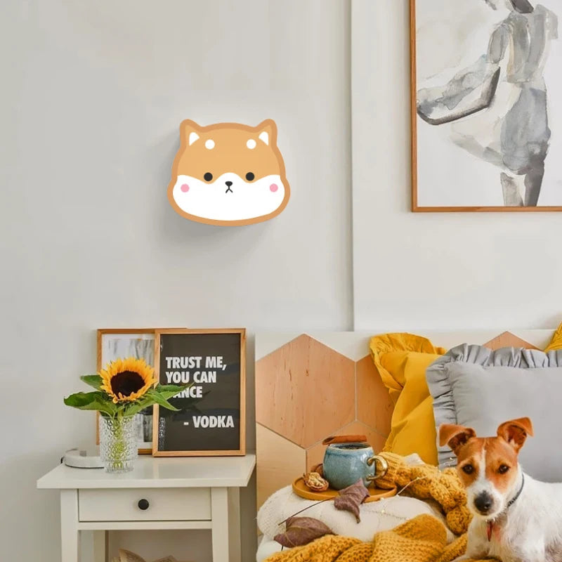 Creative shiba inu dinosaur wall light for children