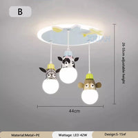 Cartoon animal chandelier with cloud night lights for children