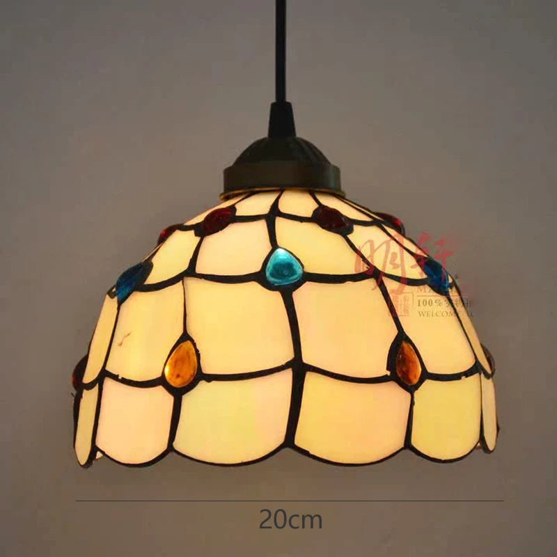 Tiffany stained glass pteris pendant light decorative indoor fixture - vue 9 sur 9