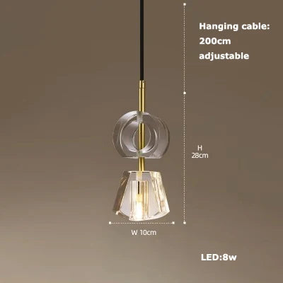 Art deco crystal glass pendant light with LED lighting - vue 20 sur 25