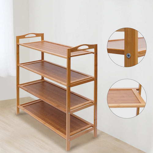 Durable and practical 4-tier bamboo shoe rack for storage - vue 6 sur 5