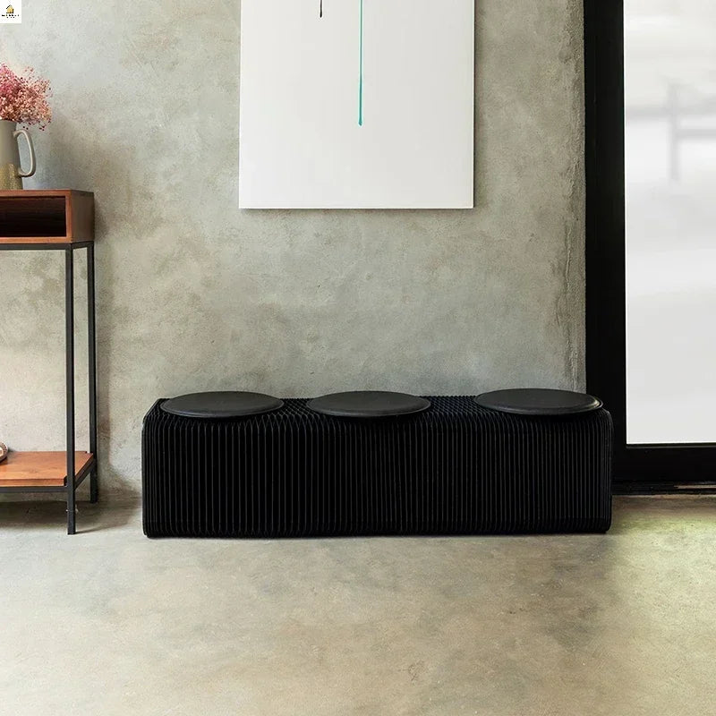 Creative and Environmentally Friendly Folding Retractable Low Stool, Fashionable Bench, Home and Restaurant, Paper Folding Chair - vue 5 sur 22