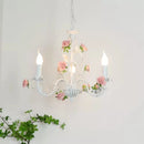 Wrought iron chandelier with romantic rose floral decoration