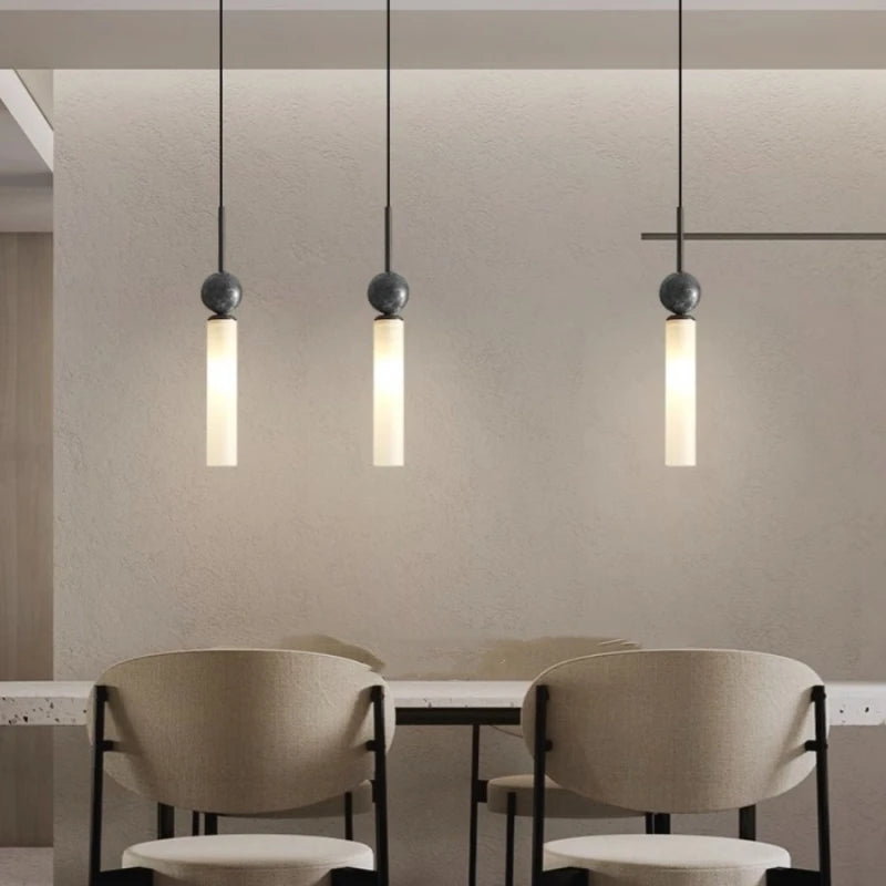 Natural marble pendant light with adjustable cord new collection