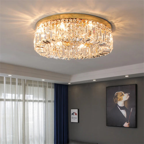 lustre en cristal moderne doré argenté à led pour décoration intérieure - vue 3 sur 16