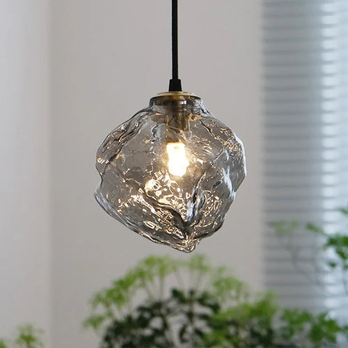 Nordic glass pendant light with creative retro ice lava design