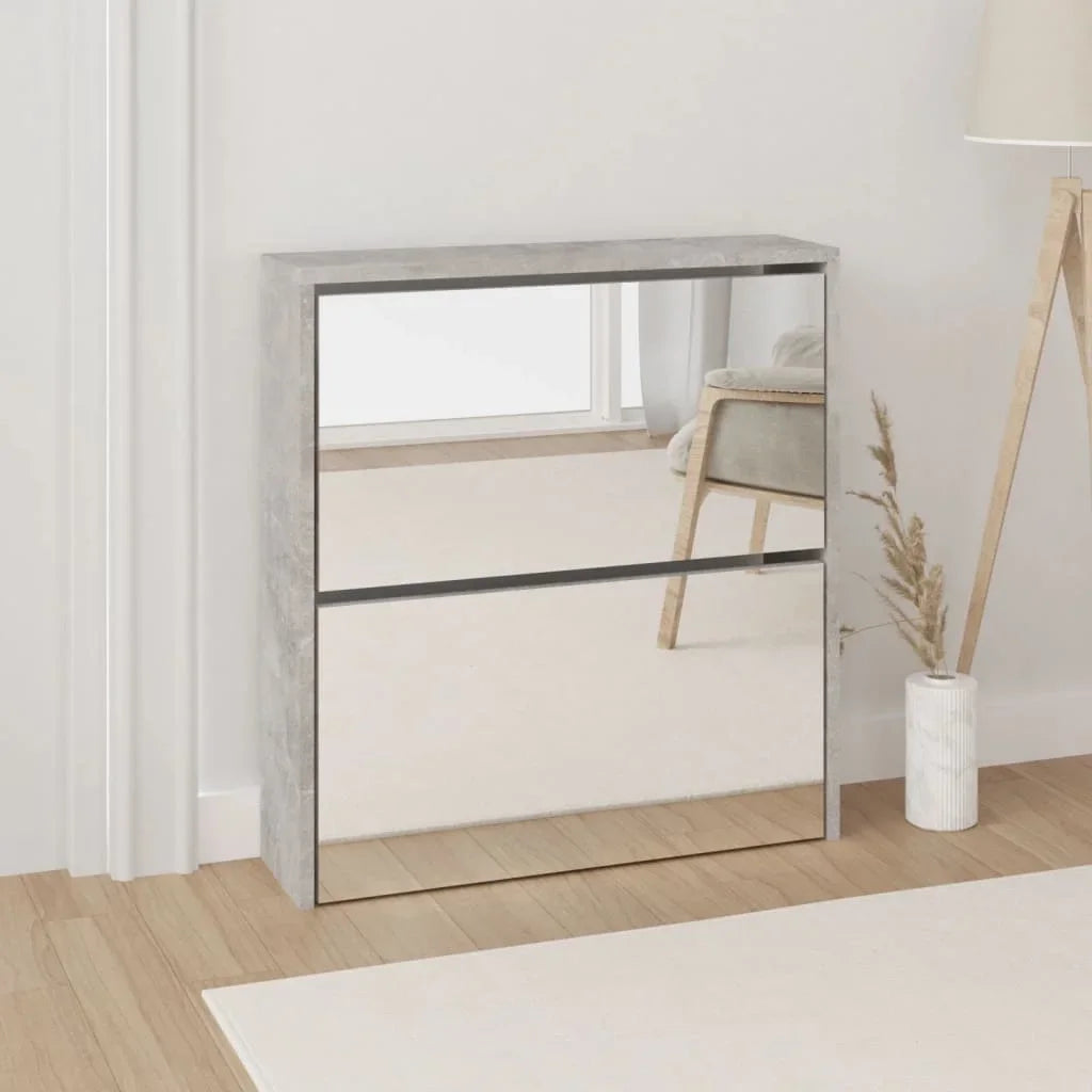 modern design two-tier shoe cabinet with mirror