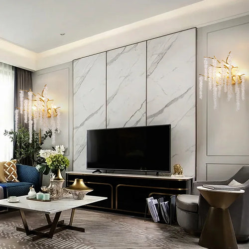 applique murale moderne en cristal avec branches de cerisier design art déco - vue 2 sur 10