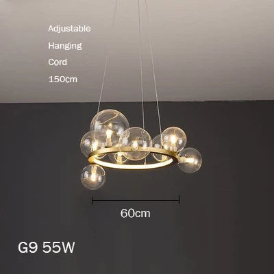 Modern glass chandelier with artistic bubbles - vue 9 sur 18