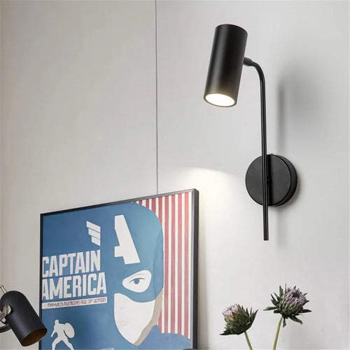 Modern rotatable LED wall light with long pole switch - vue 6 sur 10