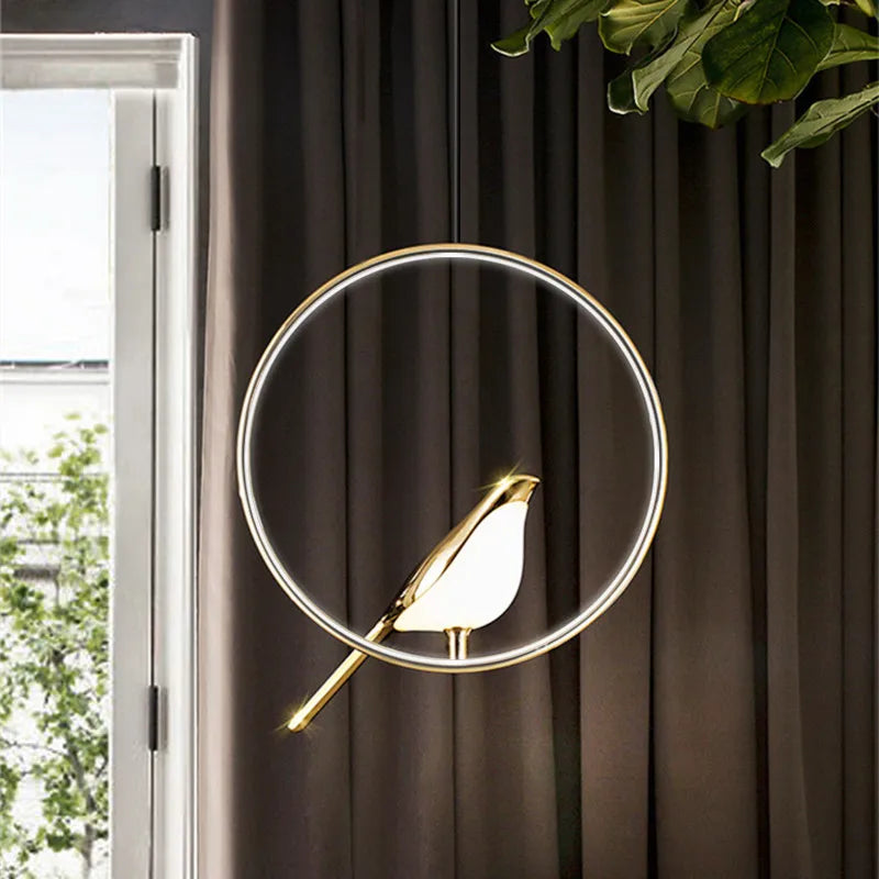 Nordic creative magpie LED pendant light for study, bedroom or bedside - vue 4 sur 14