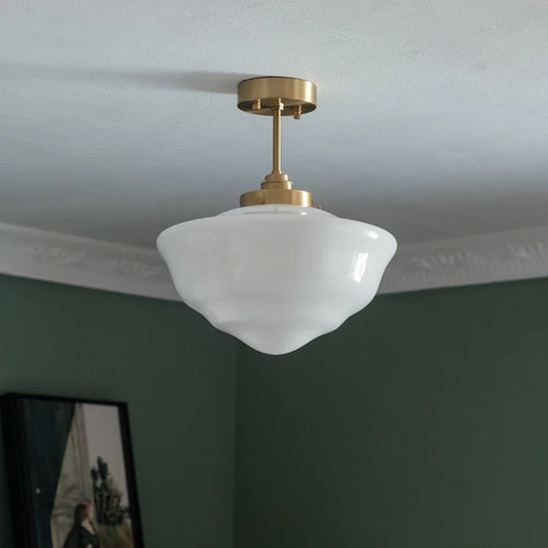 Modern nordic glass LED pendant light with copper socket - vue 4 sur 28