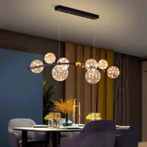 Nordic LED pendant light clear glass globe for bar restaurant - vue 4 sur 14