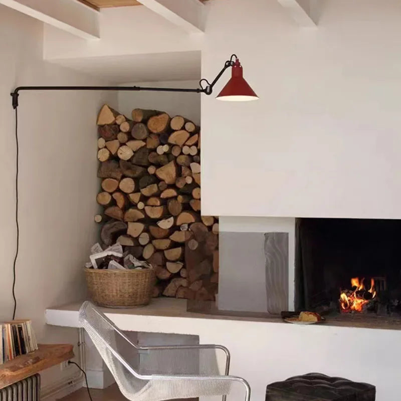 Rotating long arm wall lamp for versatile indoor lighting