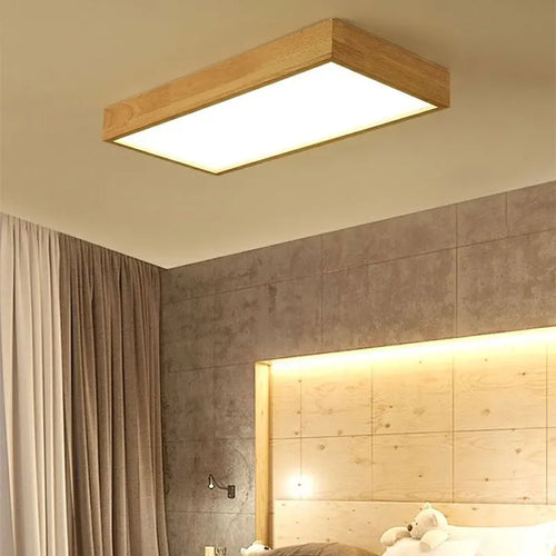 Modern minimalist square wooden LED ceiling lamp - vue 4 sur 9
