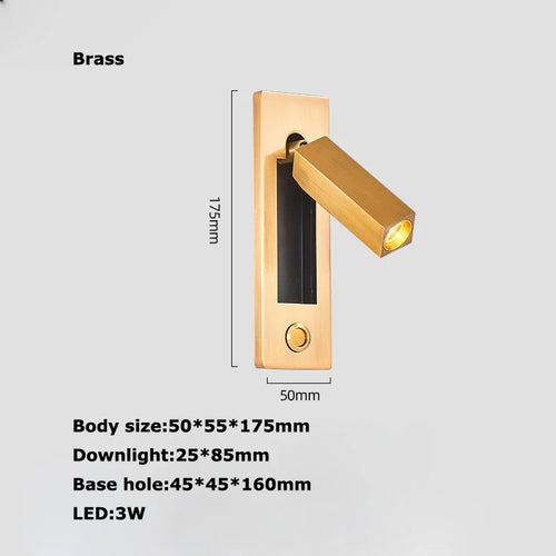 Rotating LED wall light with switch for reading - vue 9 sur 21