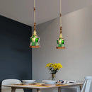 Nordic copper pendant light with stained glass for elegant interiors