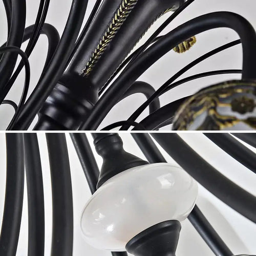 Retro glass LED chandelier for vintage interiors - vue 6 sur 15