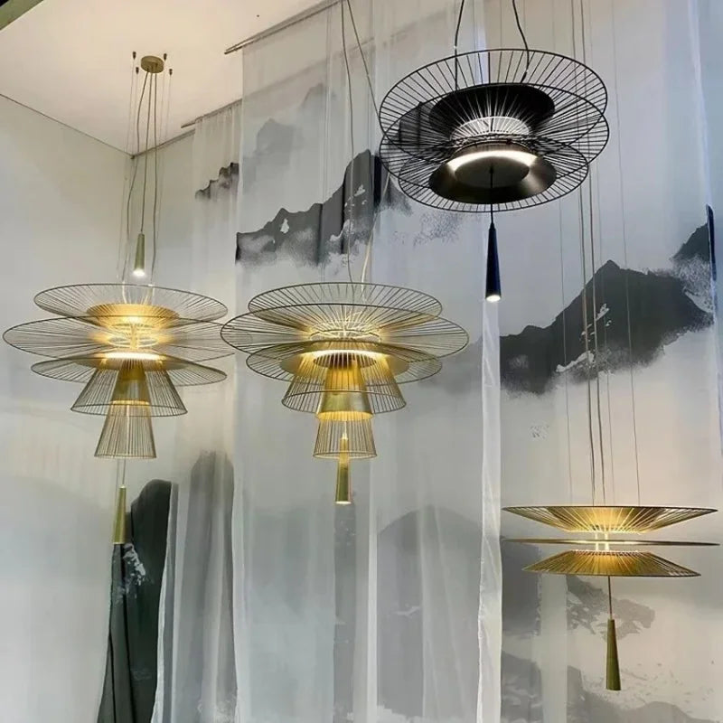 Modern minimalist LED designer chandelier for food bars - vue 3 sur 15