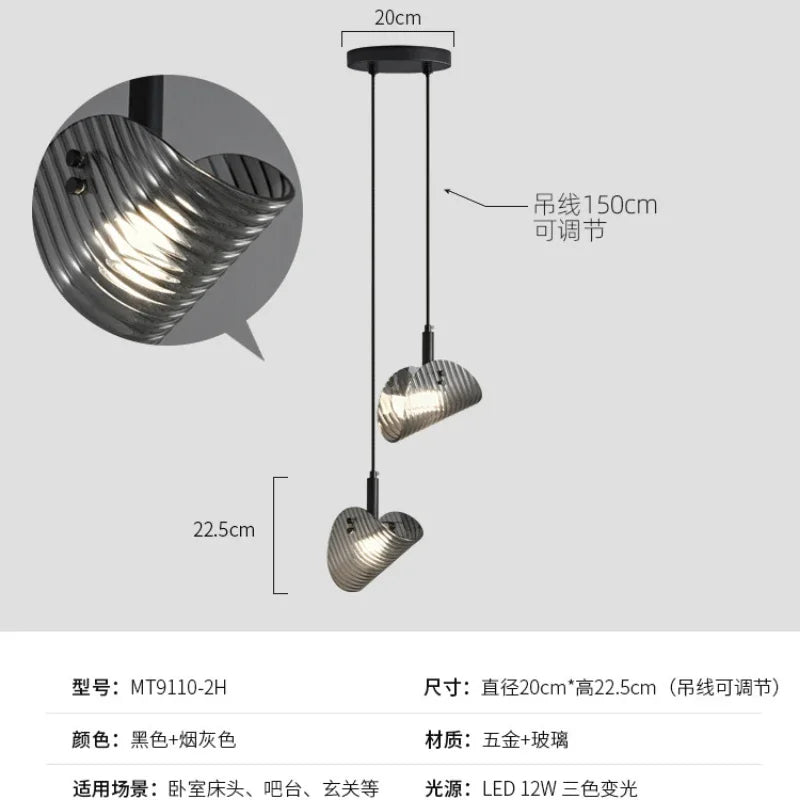 Art Deco design glass pendant light with adjustable dimming