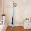 wooden coat rack with 8 hooks hanging from the floor