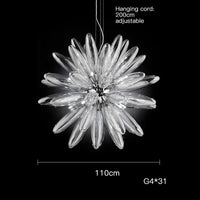 Design LED chandelier with glass shade and elegant glossy finish