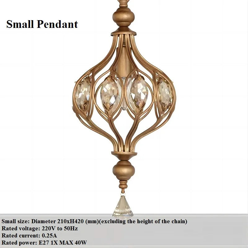 Vintage crystal pendant light for elegant retro style - vue 8 sur 9