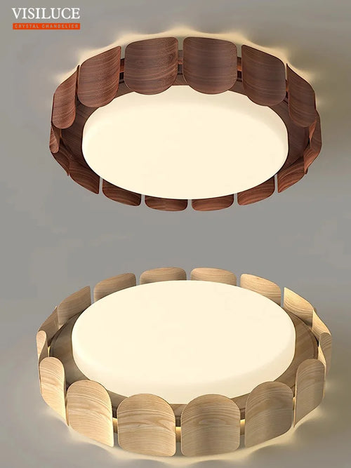 Modern wabi-sabi wood ceiling light for interior design - vue 7 sur 8
