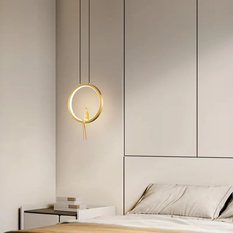 Copper LED pendant light for modern décor - vue 4 sur 7