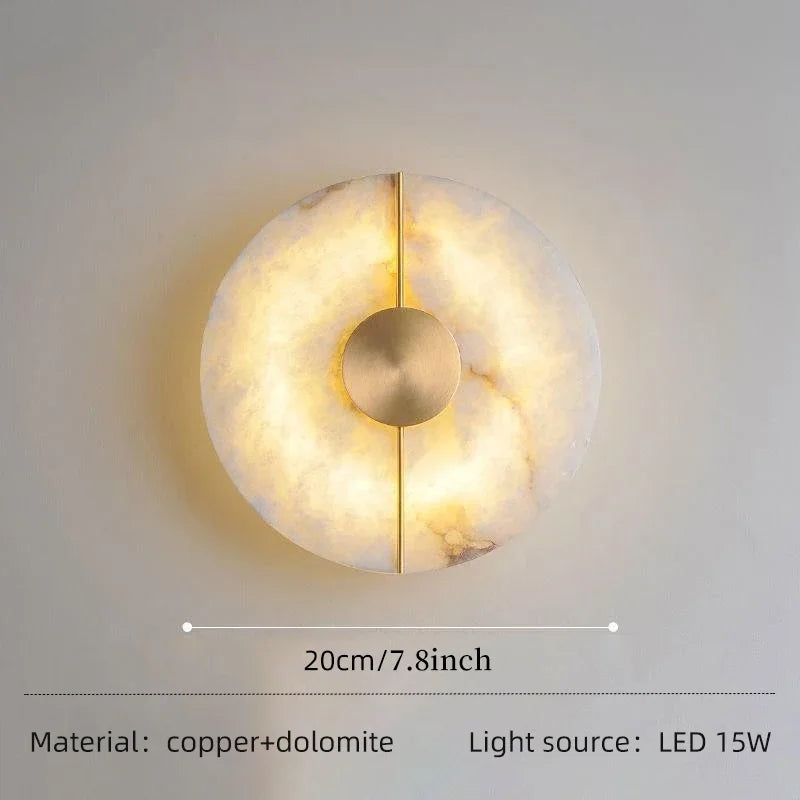 Modern nordic marble and gold copper LED wall light - vue 8 sur 8