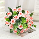 Set of 10 artificial roses bouquet with eucalyptus and peonies decorative