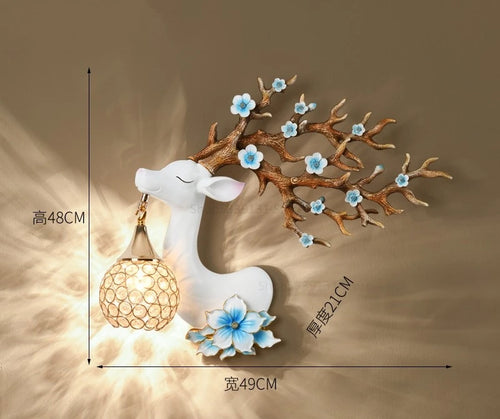 Modern resin wall light with Chinese style fortune deer - vue 10 sur 10