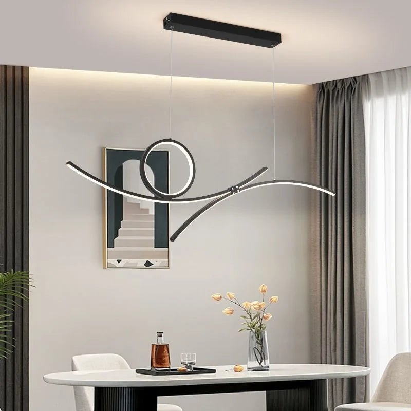 Modern LED ceiling light with wave design for stylish interiors 2024 - vue 3 sur 8