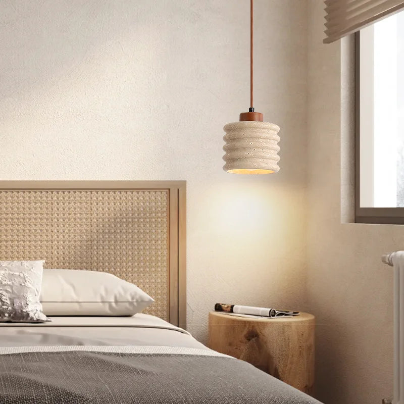 Retro natural stone LED pendant light