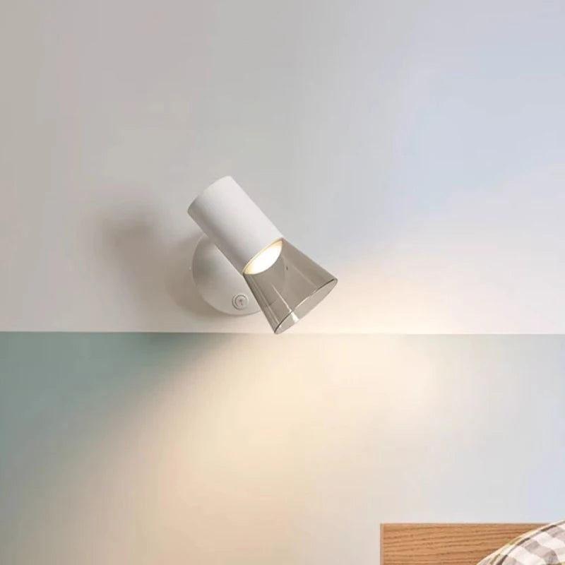 Modern LED wall light with switch and bedside lamp