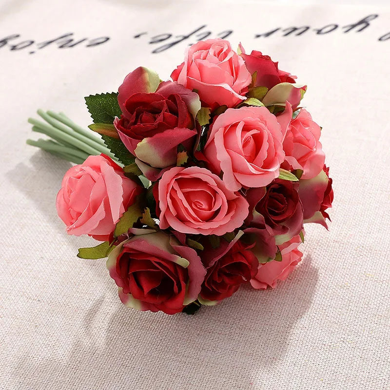 Artificial silk rose bouquet floral decoration for table