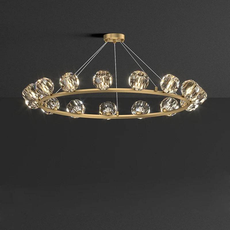 Art deco gold and black crystal designer ceiling light - vue 5 sur 24