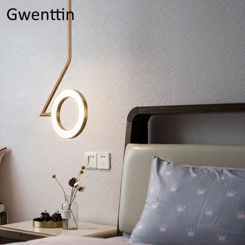 Modern moon ring chandelier pendant light for interior decoration - vue 5 sur 7