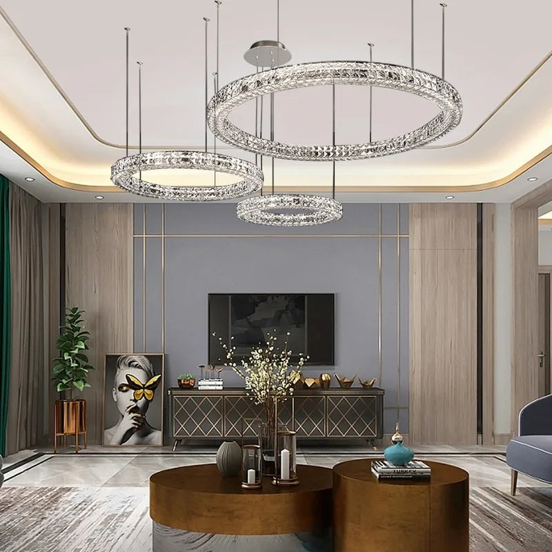 Transparent crystal LED chandelier for modern interior decor
