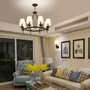 Retro iron pendant light with fabric lampshade