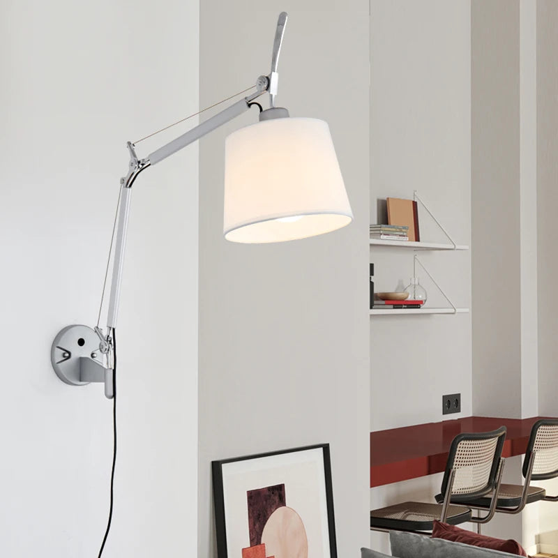 Nordic industrial foldable wall light with long swing arm