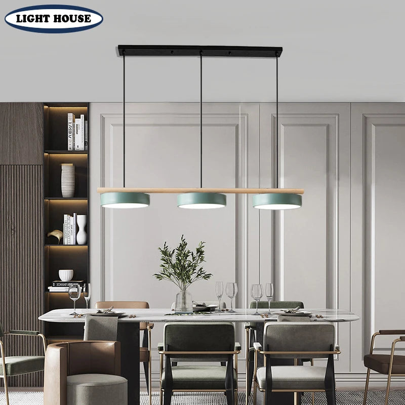 Nordic solid wood chandelier with integrated LED