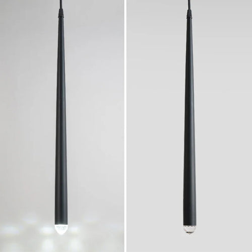 Long tube acrylic and copper cone pendant light for bar and shop