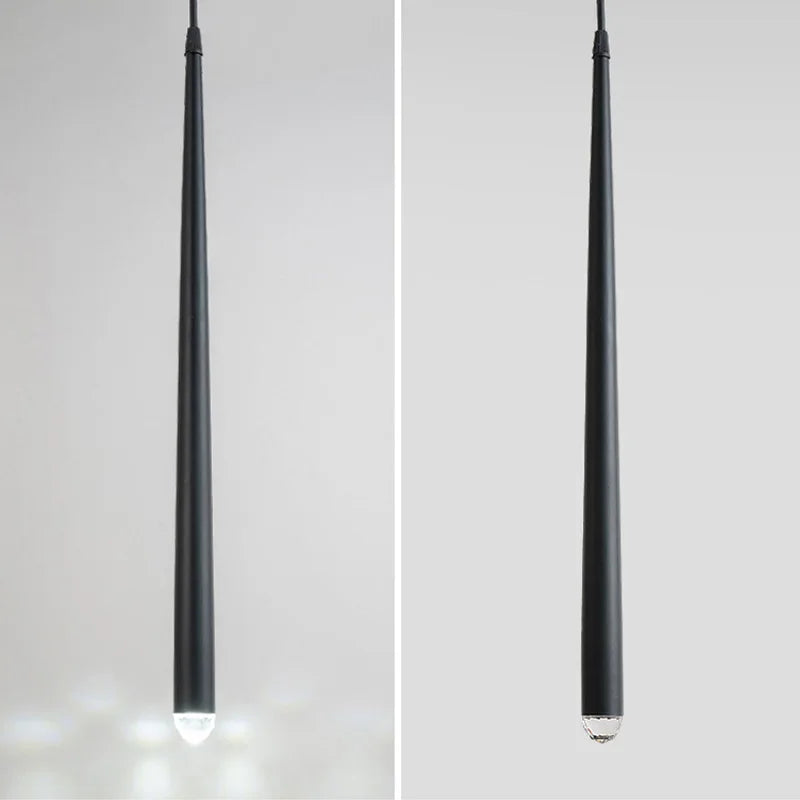 Long tube acrylic and copper cone pendant light for bar and shop