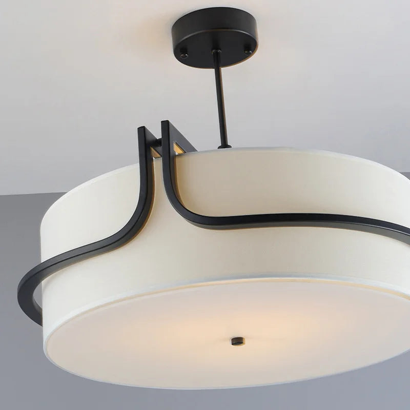 Luxury designer ceiling light in copper with fabric shade - vue 5 sur 6