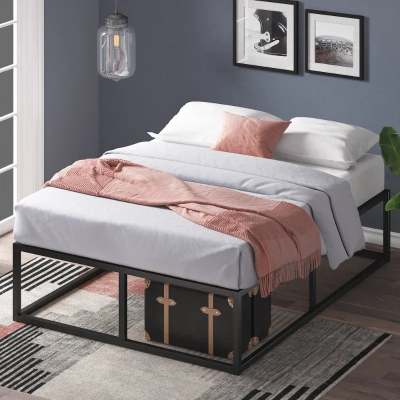 Joseph 14" Metal Platform Bed Frame, Narrow Twin bedframe bedroom furniture - vue 2 sur 6