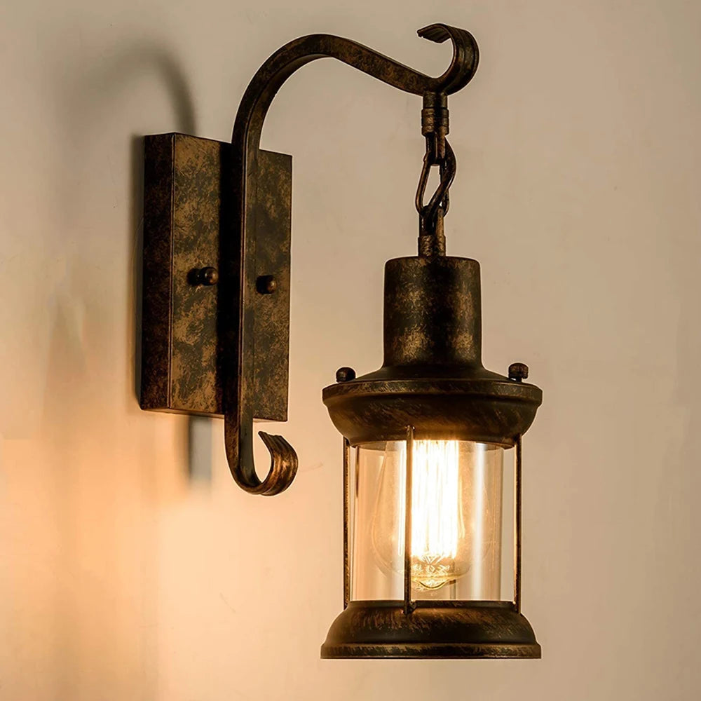 Vintage metal and glass wall light in retro industrial style