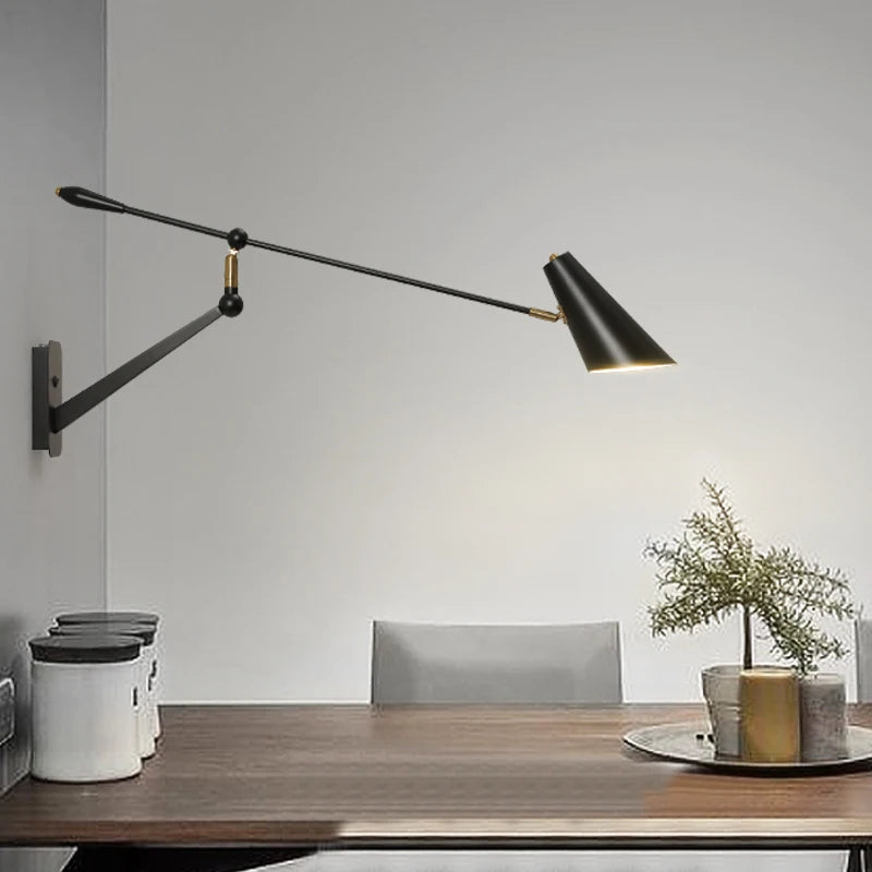 Creative long arm wall light with switch