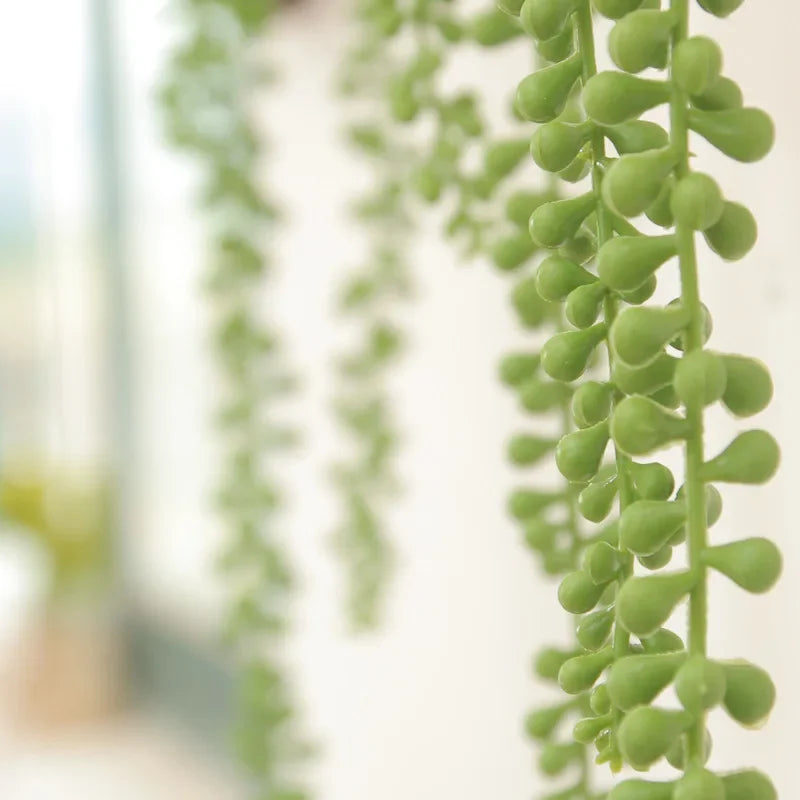 Decorative artificial succulent plants in rattan for hanging garden - vue 3 sur 8
